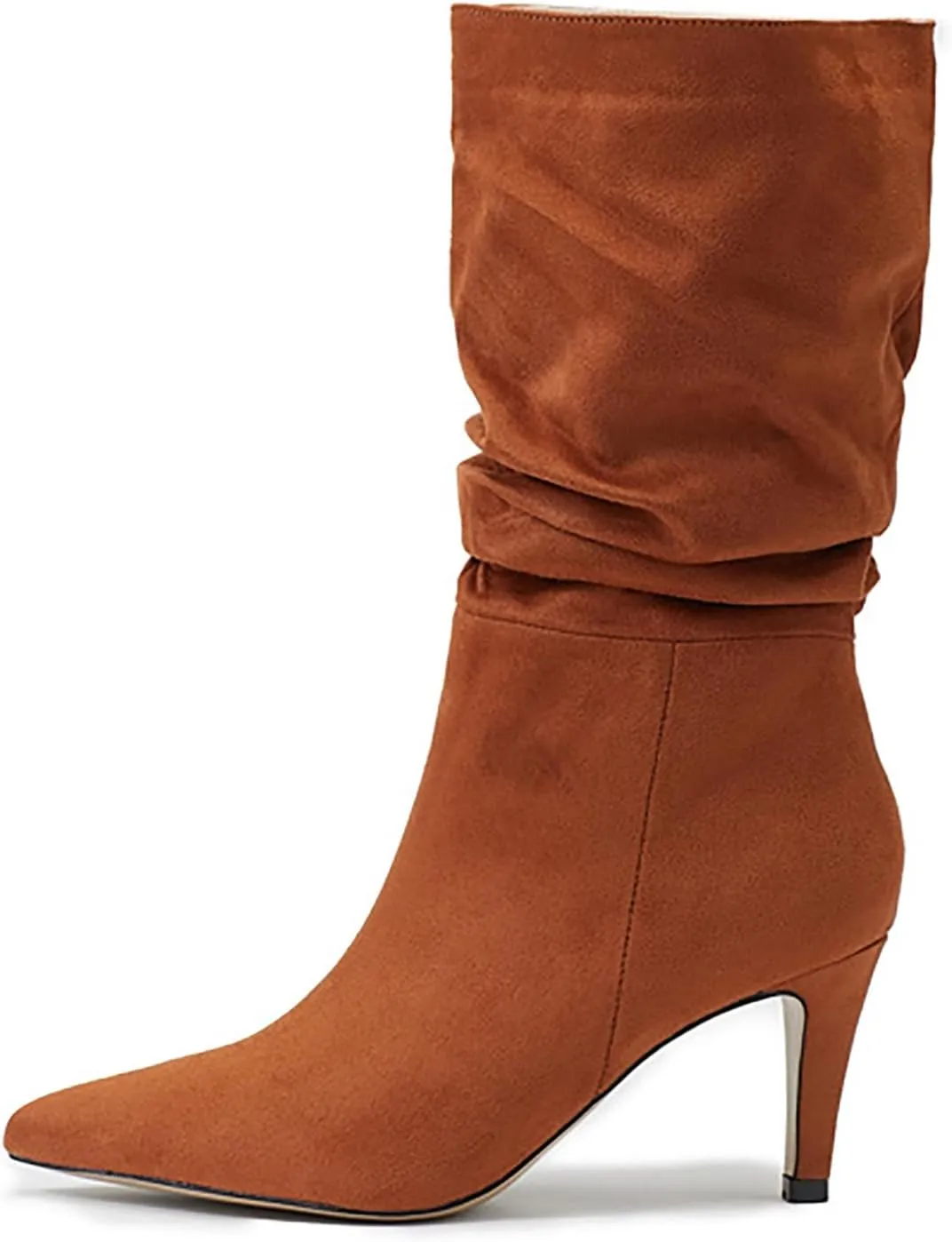 2023 Fall High Heeled Suede Mid Heeled Sexy Pointed Toe Fashion Boots Women's Shoes Women's Tall Boots Wide Calf Cowboy