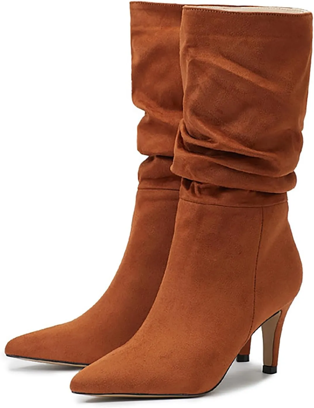 2023 Fall High Heeled Suede Mid Heeled Sexy Pointed Toe Fashion Boots Women's Shoes Women's Tall Boots Wide Calf Cowboy