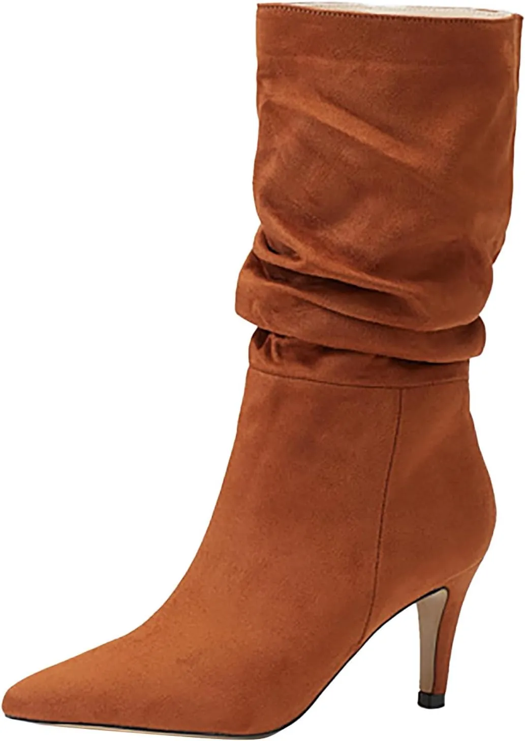 2023 Fall High Heeled Suede Mid Heeled Sexy Pointed Toe Fashion Boots Women's Shoes Women's Tall Boots Wide Calf Cowboy