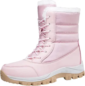 AMDBEL Snow Boots for Women Winter Waterproof Warm Fur Lined Mid Calf Booties Outdoor Anti-Slip Ankle Boots Walking Ski Shoes