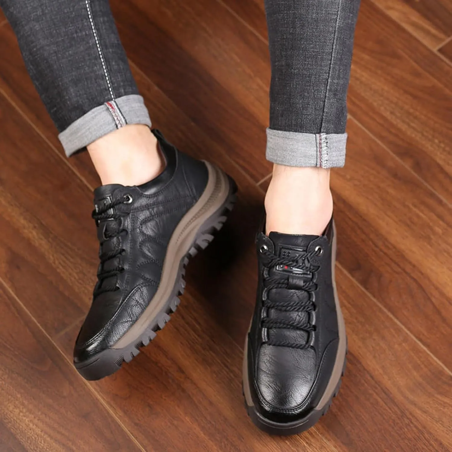 Autumn and Winter Single Cotton Casual Shoes Men's Hiking Sneakers Cotton Shoes Thickened Mens Shoes Boots Casual Size
