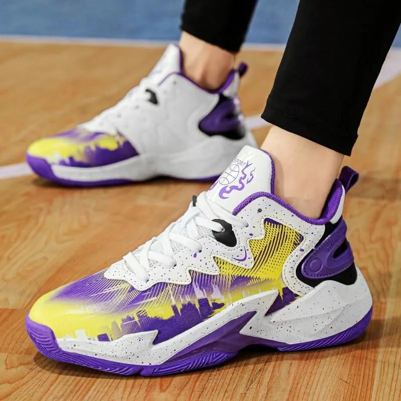 Basketball Shoes for Boys and Kids, Walking Running Shoes Breathable Comfortable Boys Sneakers for Little and Big Kids