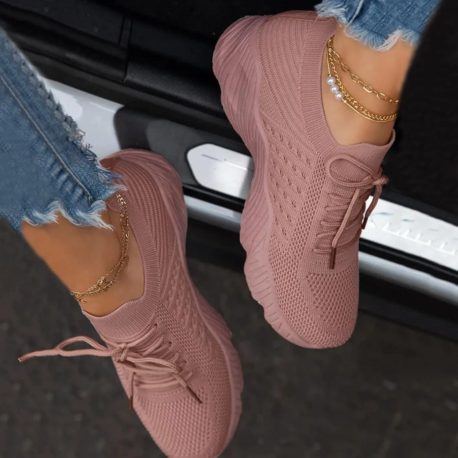 Black Casual Sneakers for Women Platform Women's Black Slip On Tennis Shoes Walking Shoes for Women Slip Ons Women's Sneakers Wide Feet Zapatos Cerrados De Mujer De Vestir Elegantes Comodos