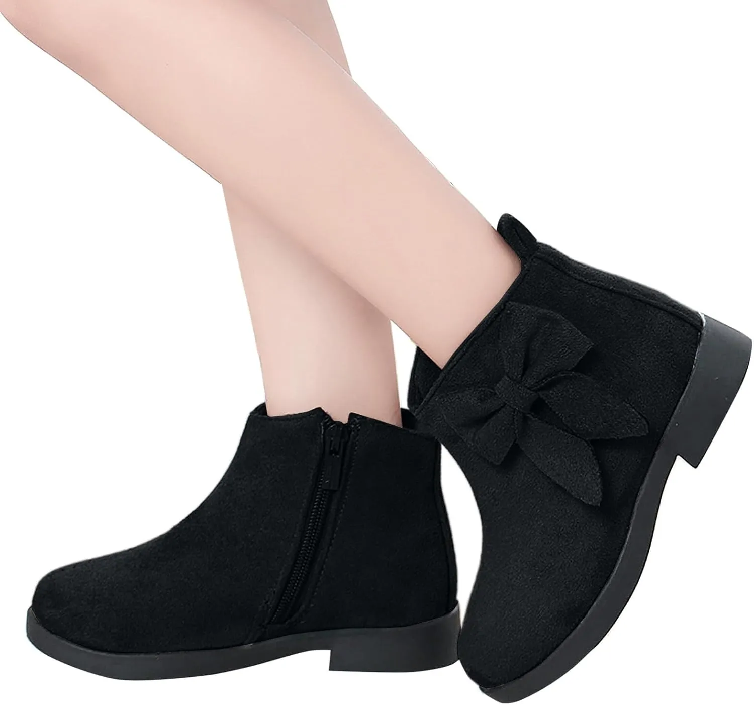 Boots for Girls Girl Non Slip Boots Kids Ankle Boots Warm Side Zipper Low Heel Short Booties Snow Outdoor Shoes