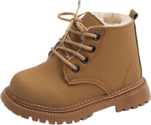 Boots for Girls, Girls Autumn Fashion Work Boots Leather Lace-Up British Boots Fashion Soft Flat Ankle Snow Boots