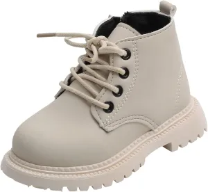 Boots for Girls Girls Solid Color Simple Ankle Boots Work Boots Winter Snow Boots Side Zipper Lace Up Hiking Outdoor Boots