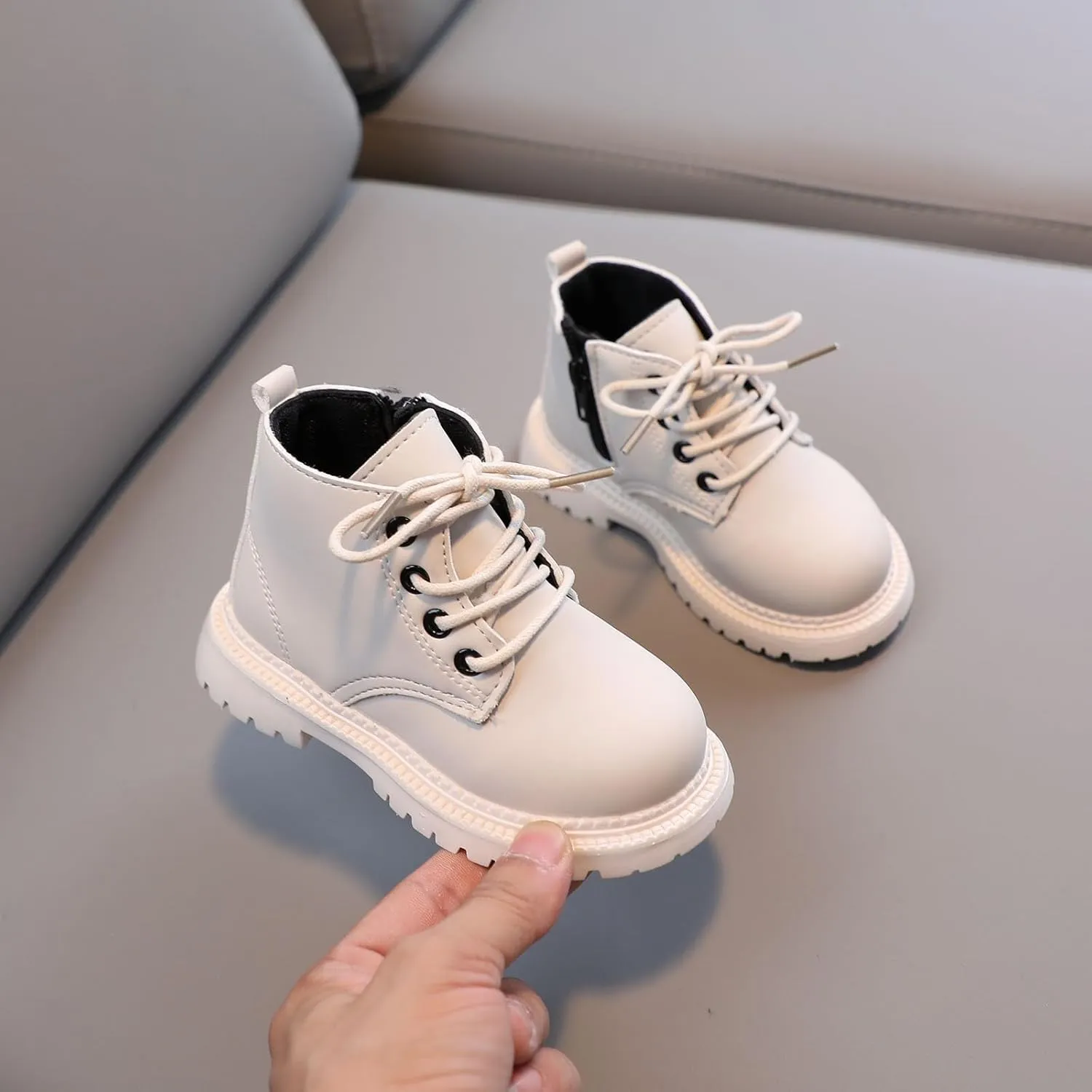 Boots for Girls Girls Solid Color Simple Ankle Boots Work Boots Winter Snow Boots Side Zipper Lace Up Hiking Outdoor Boots