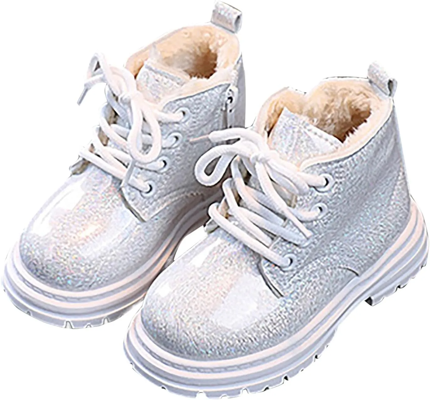 Boots for Girls Kids Girl Boots Bright Color Side Zipper Cute Ankle Kids Boots Snow Boots and Cashmere Warm Cotton Shoes