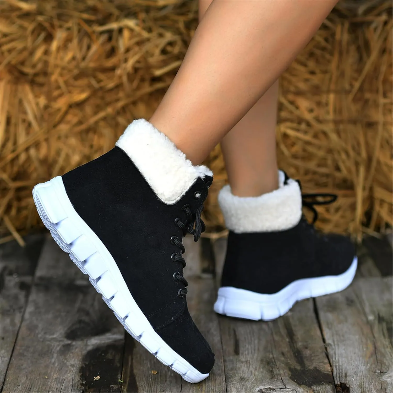 Boots For Women 2024 Ankle Booties Winter Snow Boots Classic Faux Fur Lined Slip On Fashion Casual Warm Loafers Shoes
