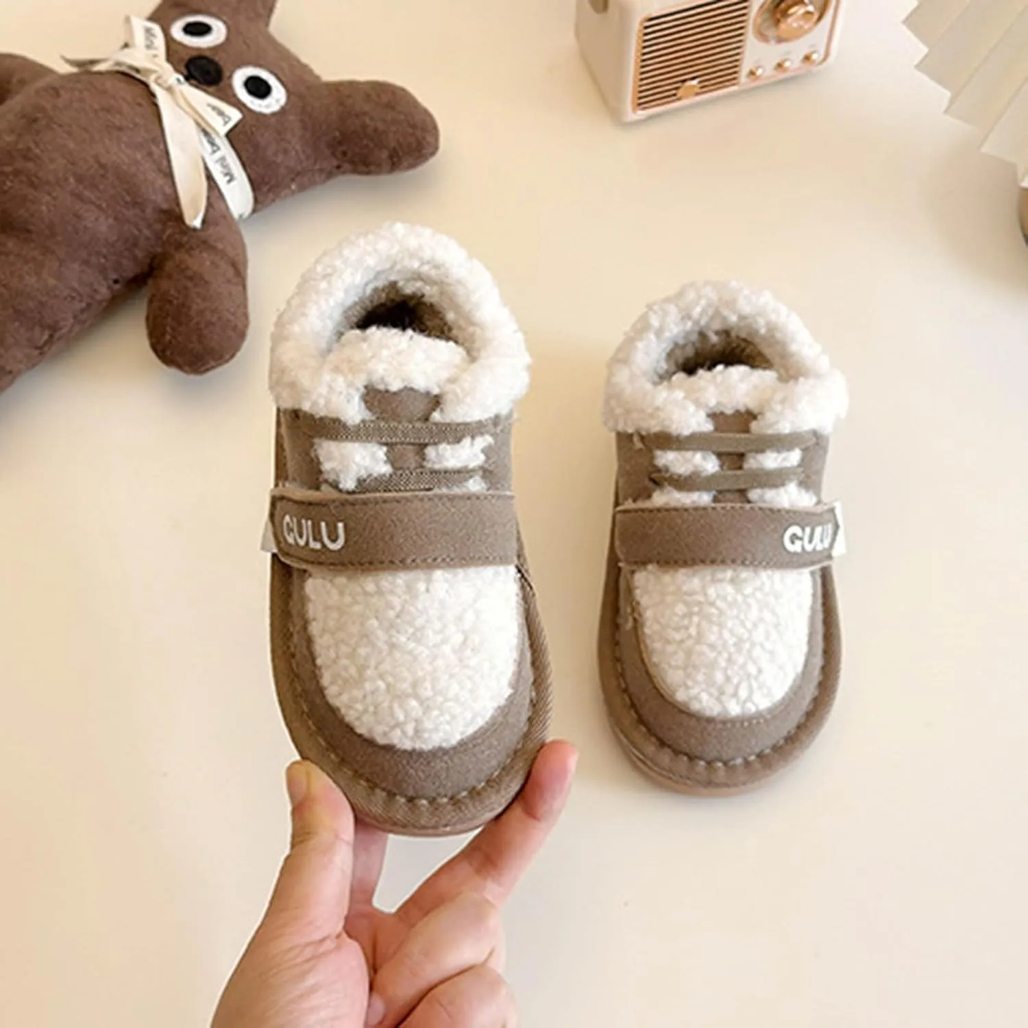 Boys Girls Winter Boots Toddler Snow Boots Kids Warm Fur Lined Boot Kids Ankle Boots Non-Slip Plush Thermal Booties