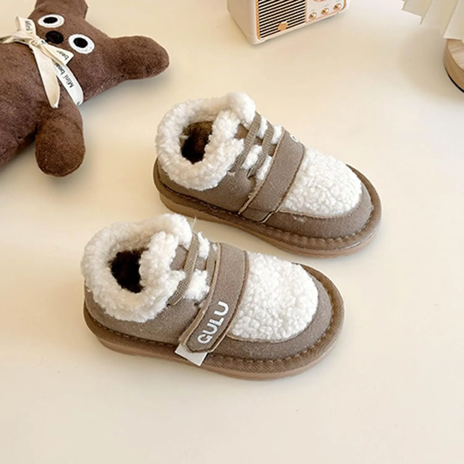Boys Girls Winter Boots Toddler Snow Boots Kids Warm Fur Lined Boot Kids Ankle Boots Non-Slip Plush Thermal Booties