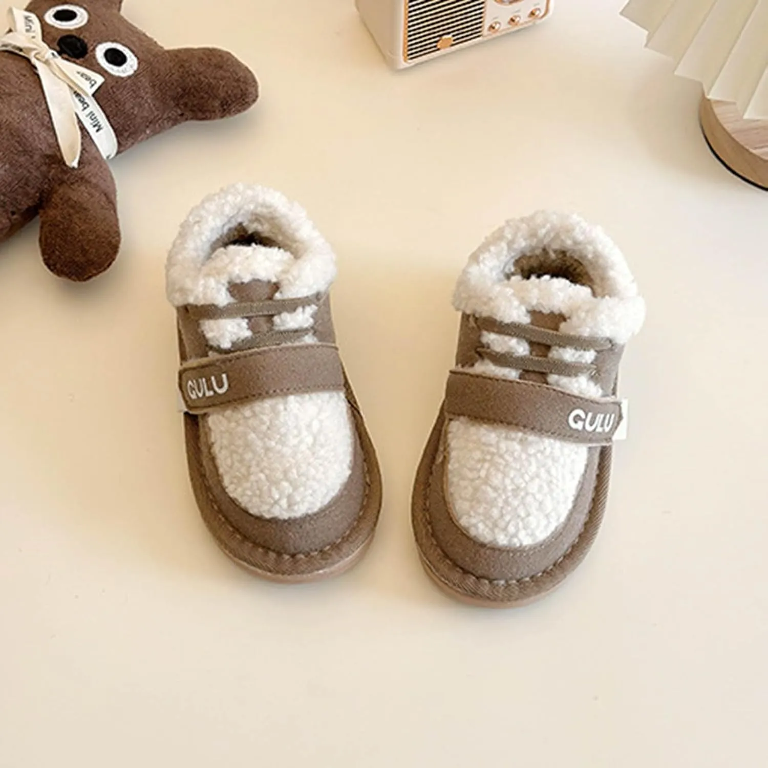 Boys Girls Winter Boots Toddler Snow Boots Kids Warm Fur Lined Boot Kids Ankle Boots Non-Slip Plush Thermal Booties
