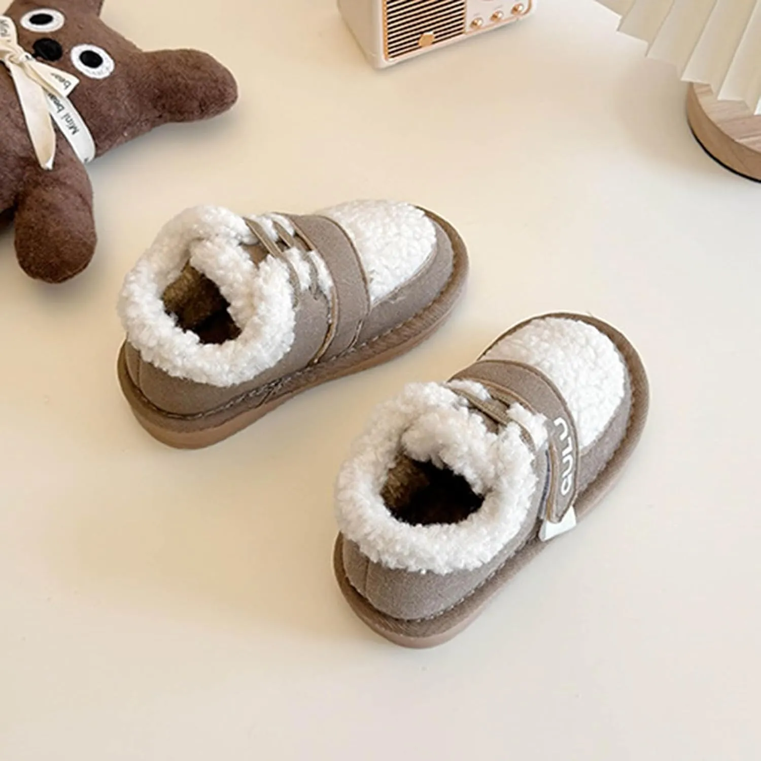 Boys Girls Winter Boots Toddler Snow Boots Kids Warm Fur Lined Boot Kids Ankle Boots Non-Slip Plush Thermal Booties