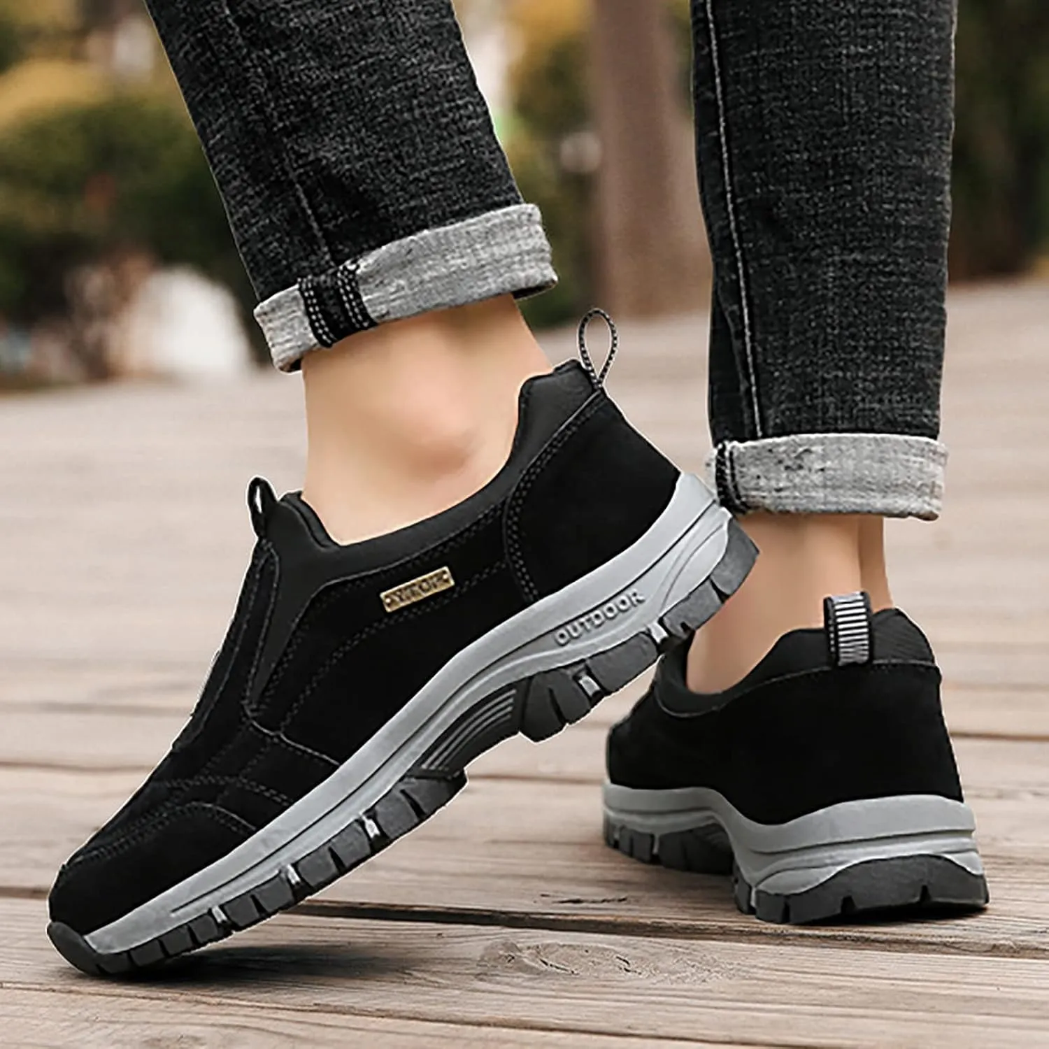 Cathalem Hiking Shoes for Men Comfortable Waterproof Breathable Orthopedic Walking Hiking Shoes Walking Orthopedic Shoes