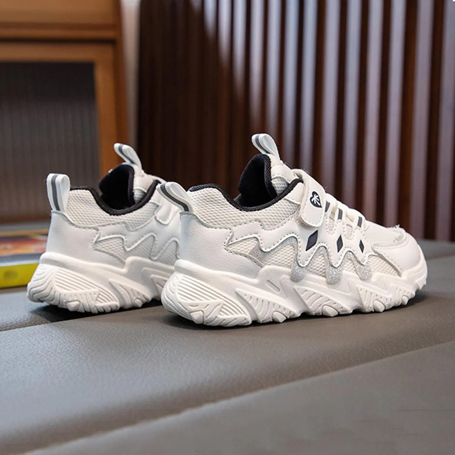 Cathalem Sneakes for Girls Thick Soles Lace Up Athletic Shoes Kids Non Slip Sneakers Flat Lightweight Mesh Breathable Shoes