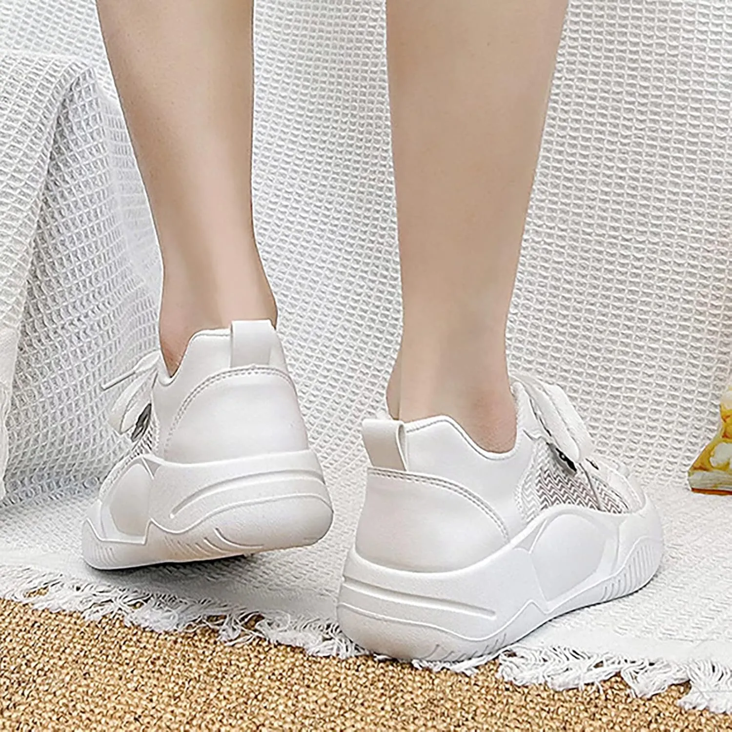 Chunky Sneakers for Women Womens Pull On Sneakers Gym Shoes Women Slip On Platform Wedge Sneakers for Women Dressy Zapatos OrtopéDicos para Mujer Pie Plano