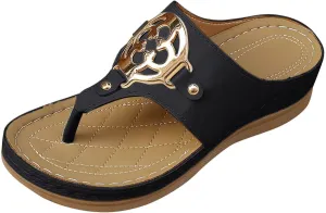 Comfortable Women's Slippers Daily Wear with Thong Design and Wedge Heel Perfect Rubber Sole Slippers for Women Outside