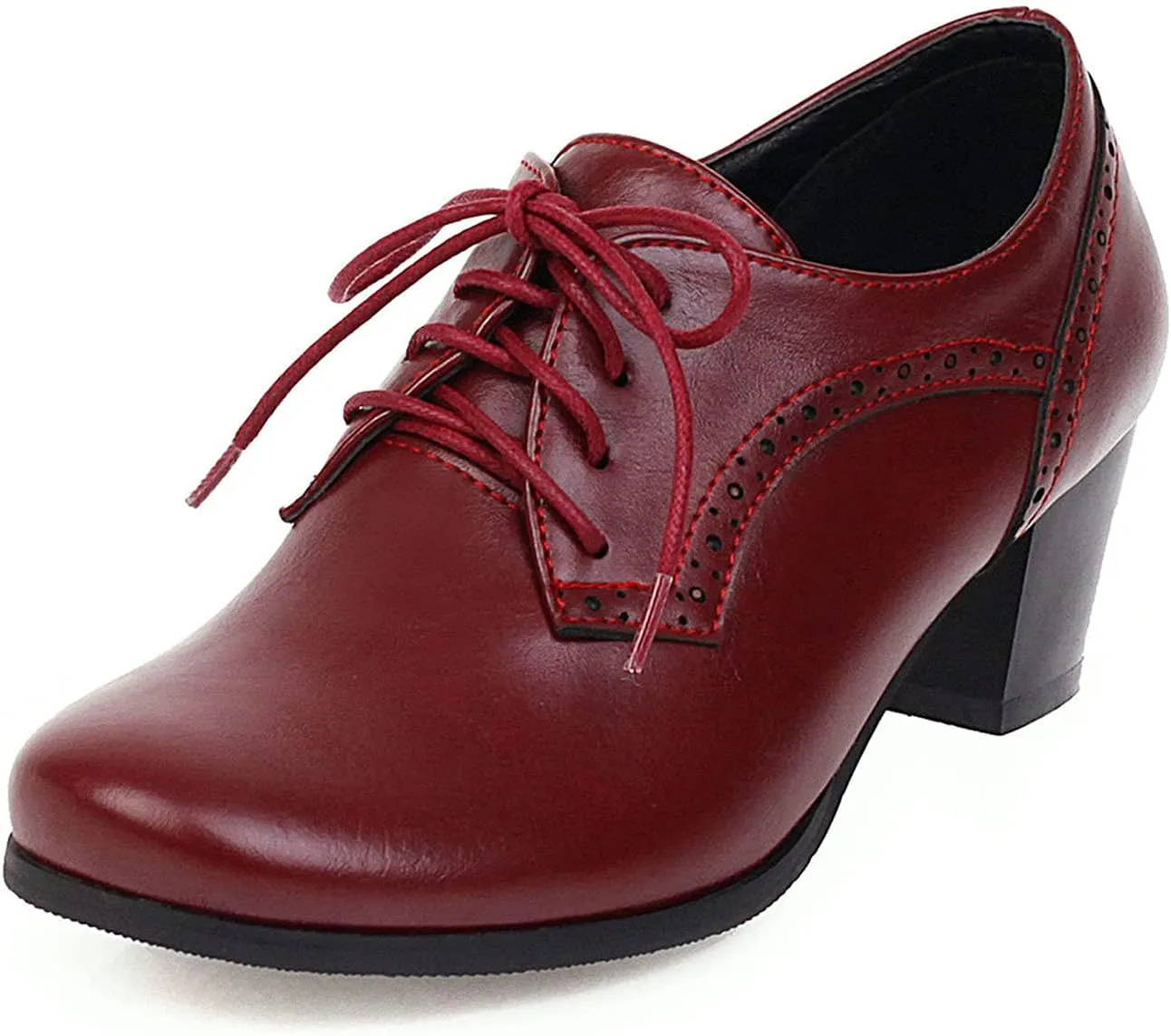 CYNLLIO Women's Block Chunky Heel Oxfords Shoes Vintage Lace-up Brogues Shoes Office Shoes Party Dress Shoes