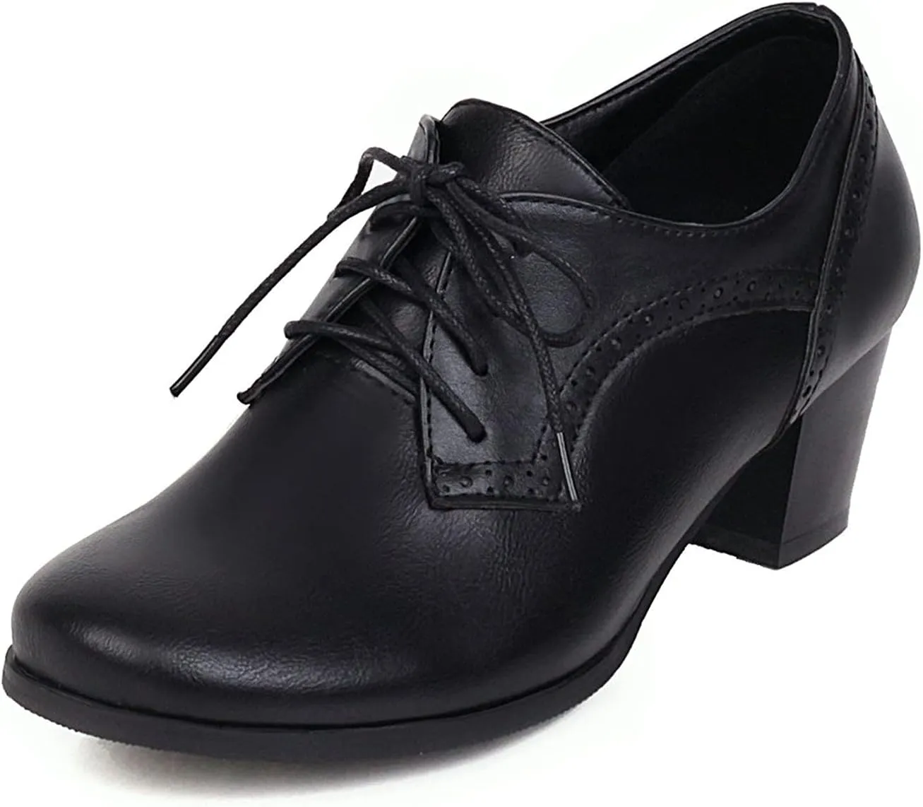CYNLLIO Women's Block Chunky Heel Oxfords Shoes Vintage Lace-up Brogues Shoes Office Shoes Party Dress Shoes