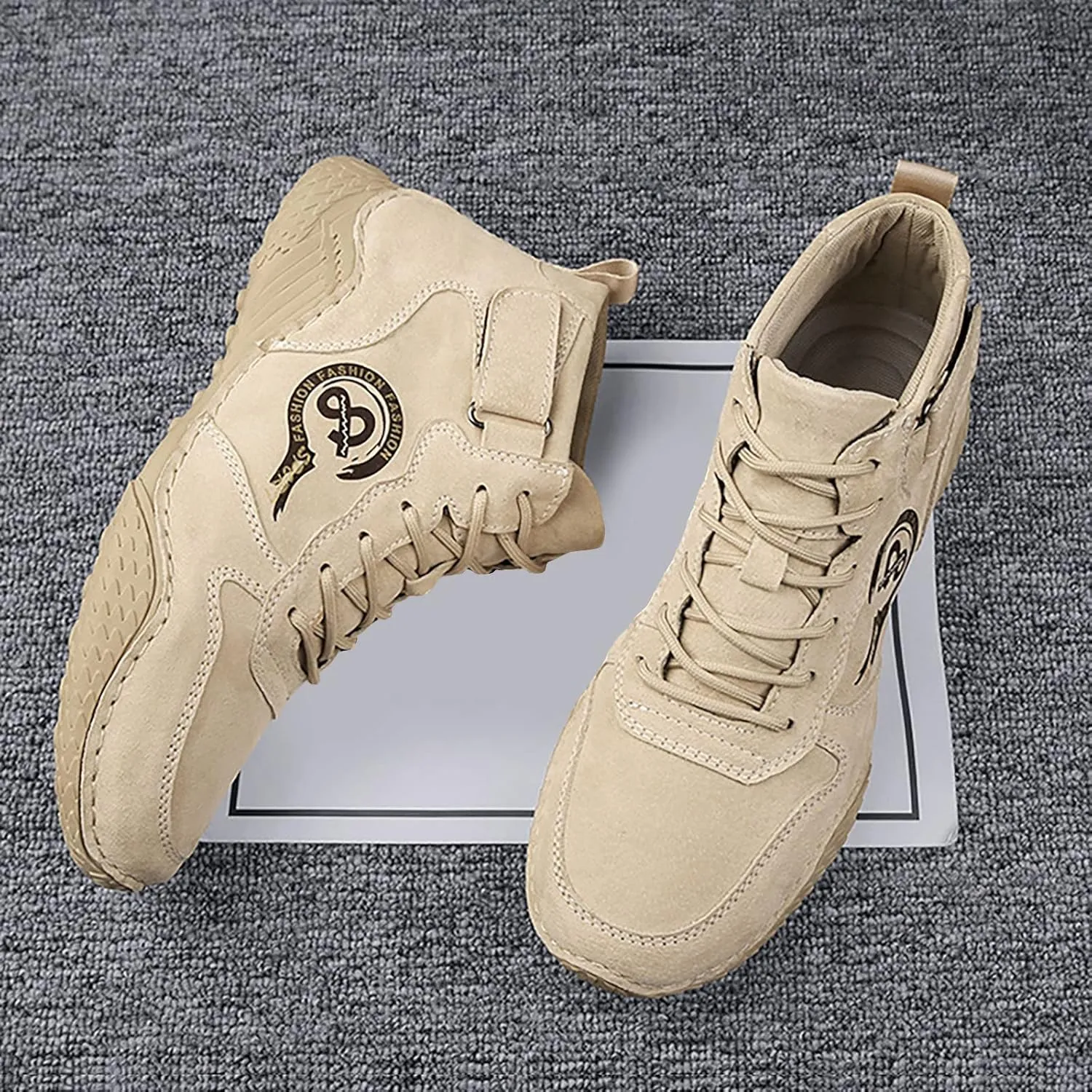 Fashion Sneakers Shoes Men's British Large Casual Suede Foreign Trade Lace Up and Hook Loop Sneakers