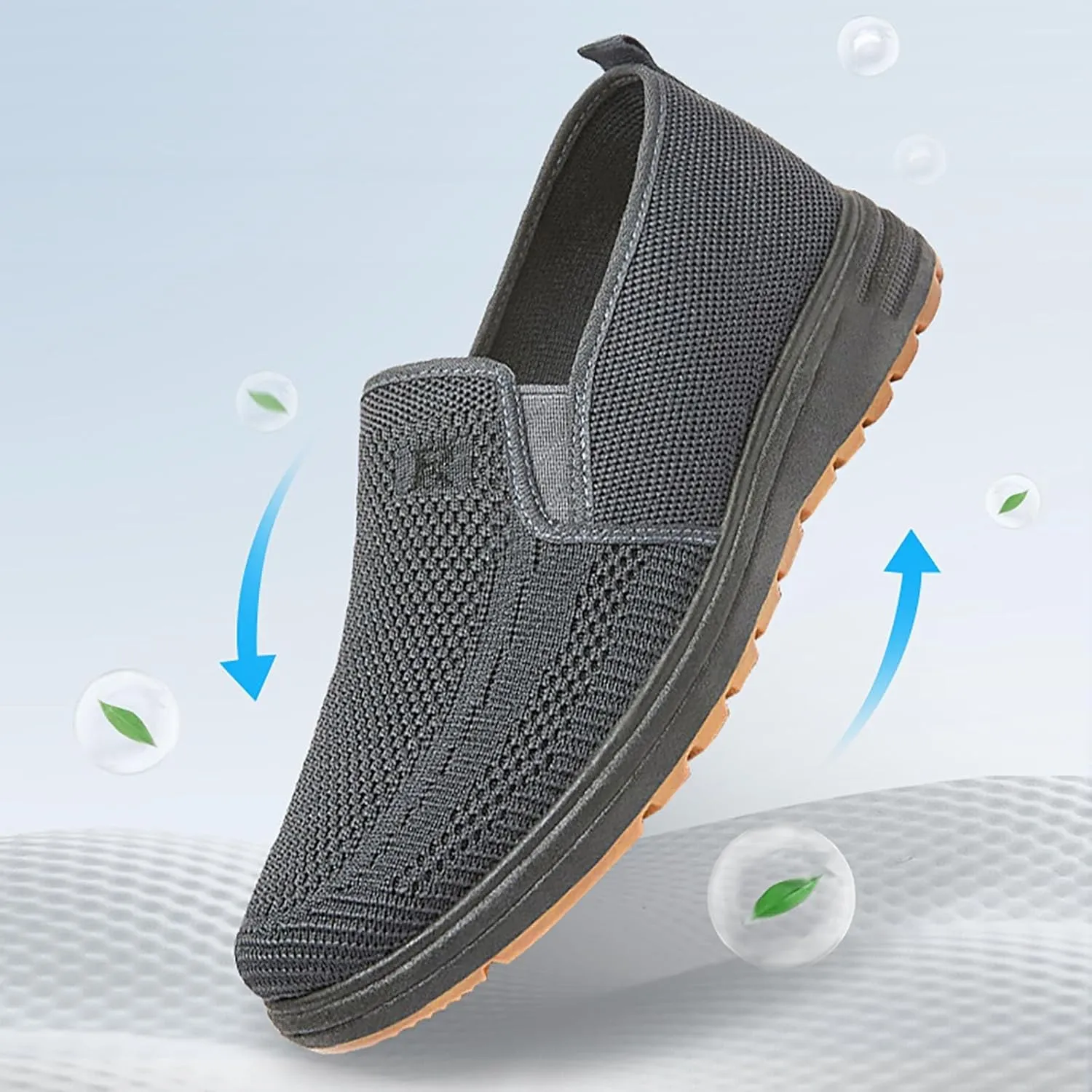 Fashion Spring and Summer Men Casual Shoes Flat Soft Bottom Mesh Breathable Slip On Mens Shoes Dress Casual Slip on