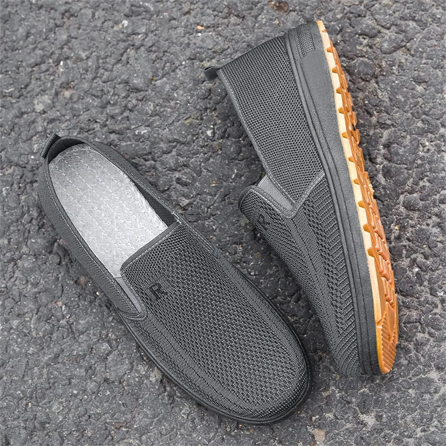 Fashion Spring and Summer Men Casual Shoes Flat Soft Bottom Mesh Breathable Slip On Mens Shoes Dress Casual Slip on