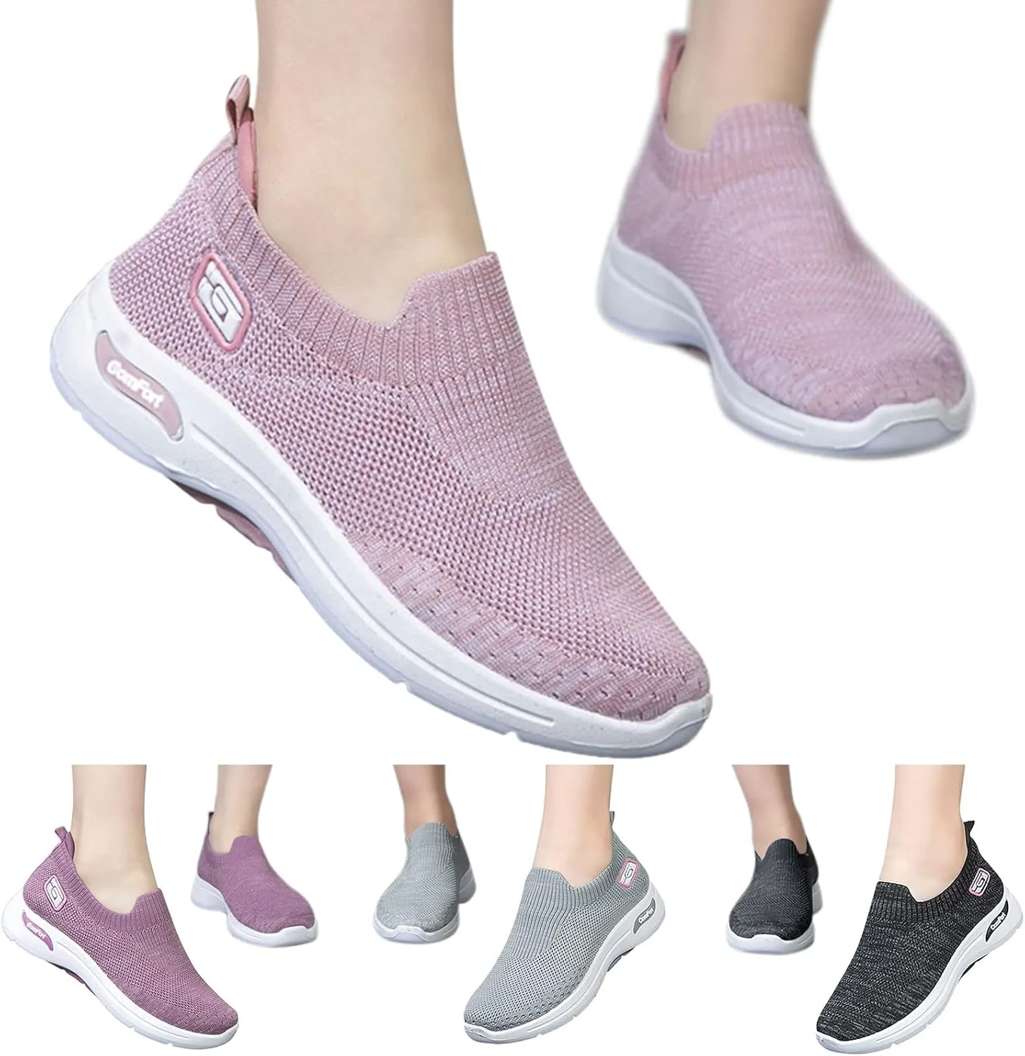 Fashion Spring and Summer Women Sports Shoes Flat Bottom and Soft Bottom Fly Woven Mesh Comfortable and Women Shoes