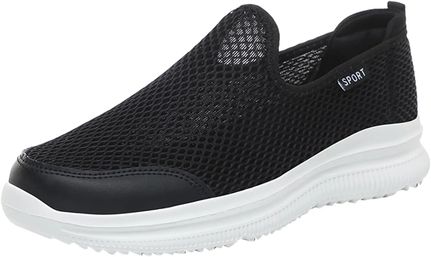 Fashion Summer Men Breathable Mesh Shallow Lace Up Casual Shoes Tops Mens Sneaker (White, 12.5)