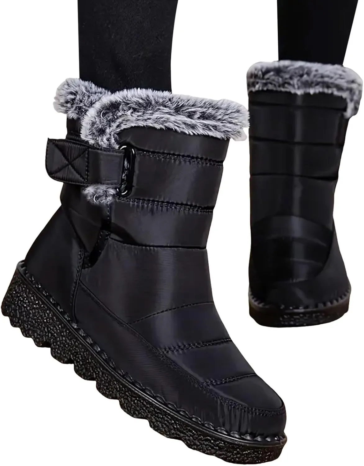 Fashion Winter Boots for Couple Water Proof Flat Non Slip Snow Boots Hook Loop Keep Warm Snow Boots Walking Shoes