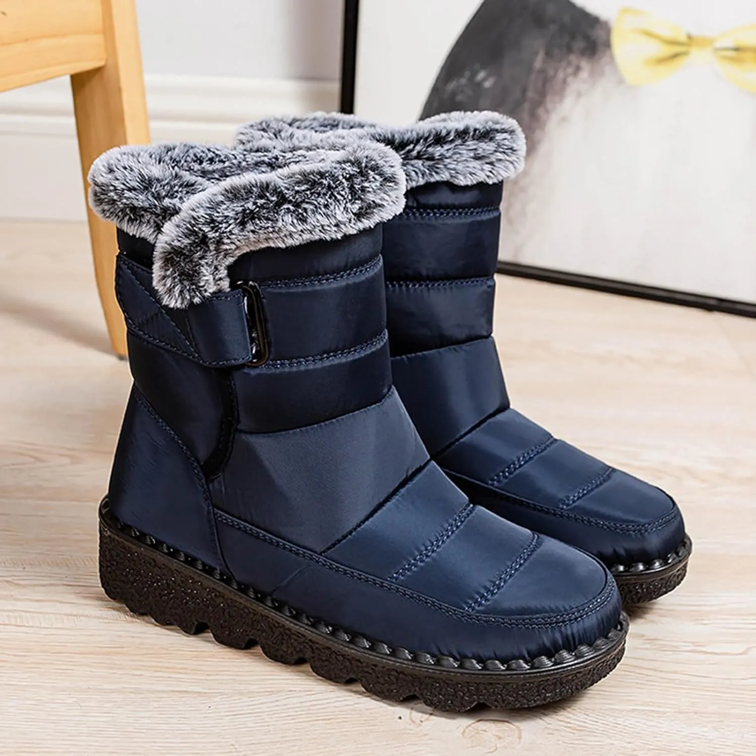 Fashion Winter Boots for Couple Water Proof Flat Non Slip Snow Boots Hook Loop Keep Warm Snow Boots Walking Shoes