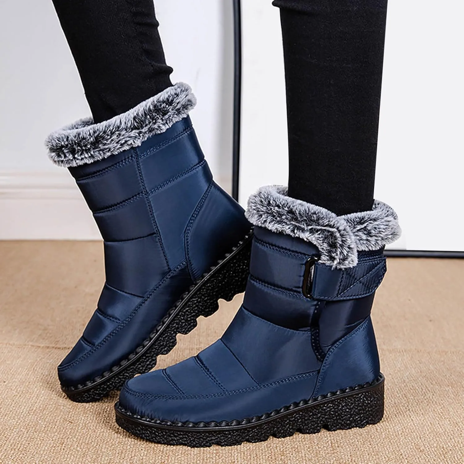 Fashion Winter Boots for Couple Water Proof Flat Non Slip Snow Boots Hook Loop Keep Warm Snow Boots Walking Shoes