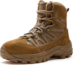FREE SOLDIER Men's Waterproof Tactical Hiking Boots Military Work Boots Combat Boots(US Brown 7)