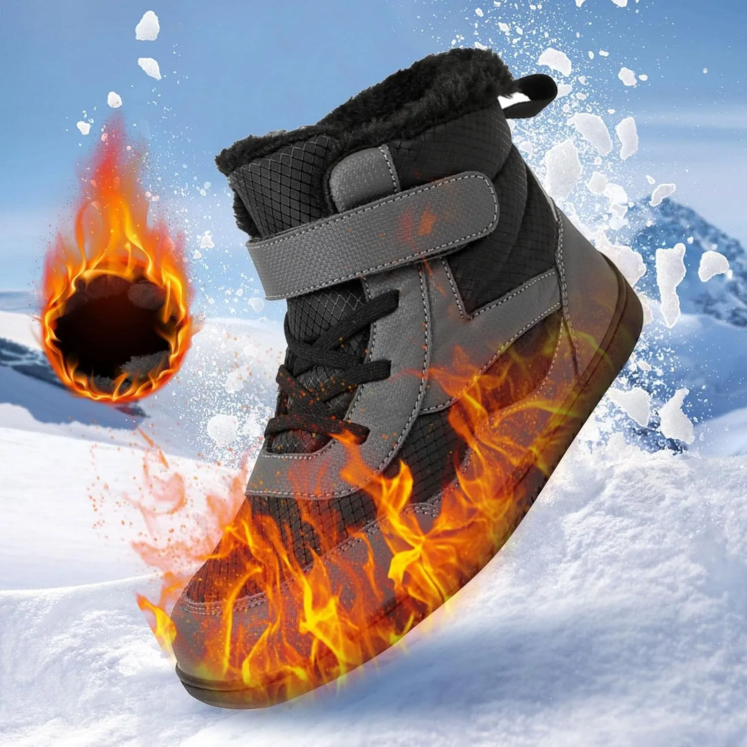 Girls Boys Barefoot Boots Shoes Kids Waterproof Ankle Winter Snow Boot Wide Toe Box Kids Barefoot Winter Boots Non Slip
