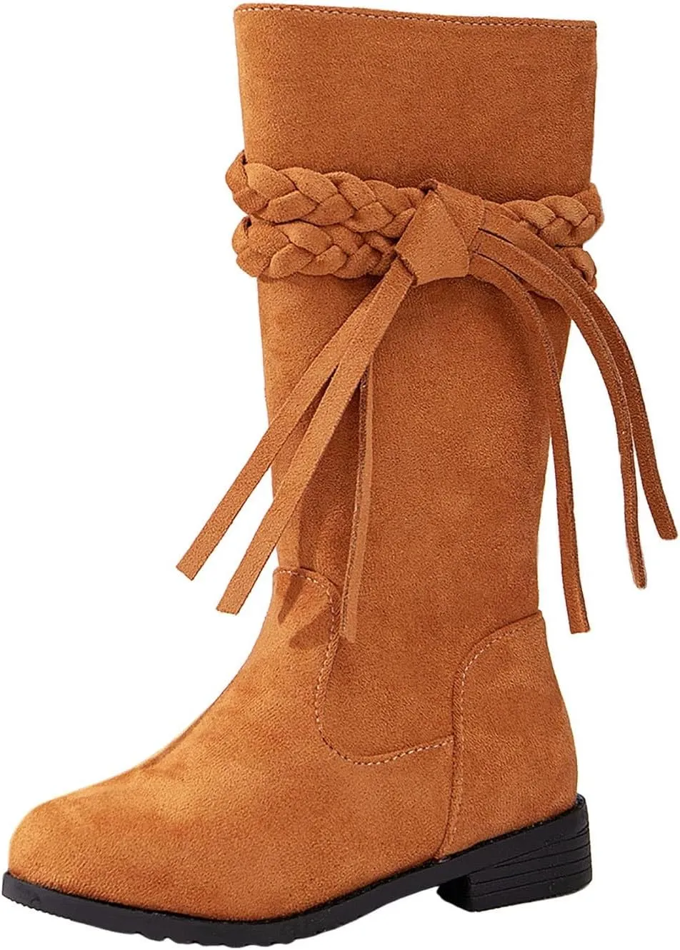Girls Cowgirl Boots Mid Calf Square Toe Western Boot for Kids Zipper Vintage Cowboy Boots Toddler Girls Winter Shoes