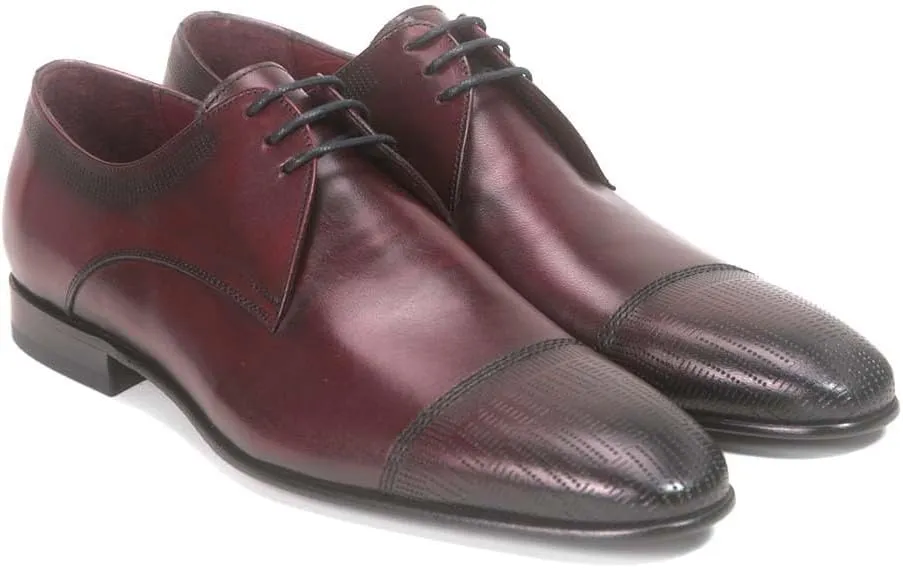 Golden Pass Men's Burgundy Cap Toe Leather Sole Oxfords Dress Shoes