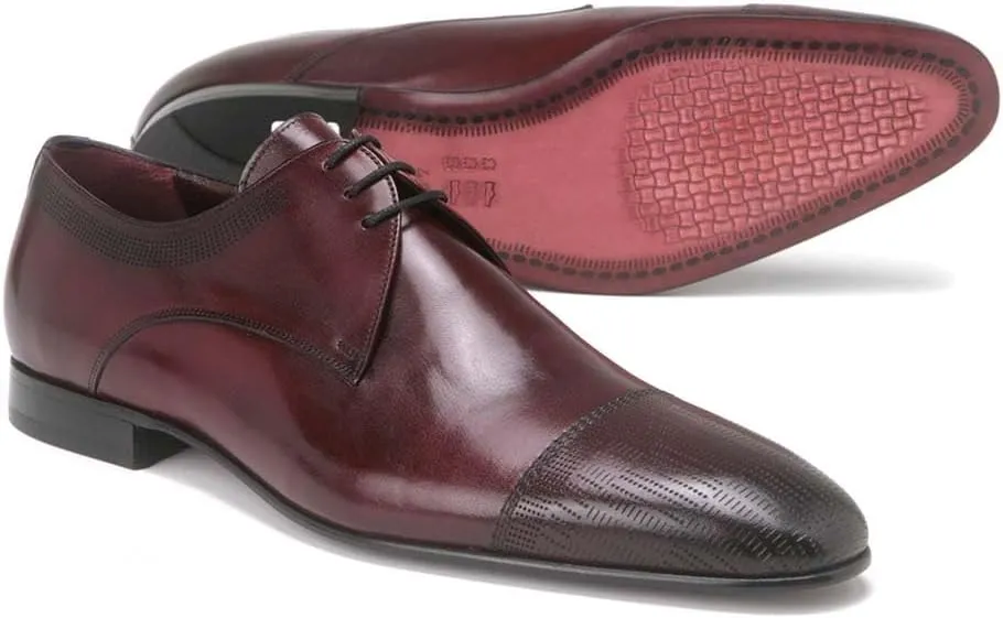 Golden Pass Men's Burgundy Cap Toe Leather Sole Oxfords Dress Shoes