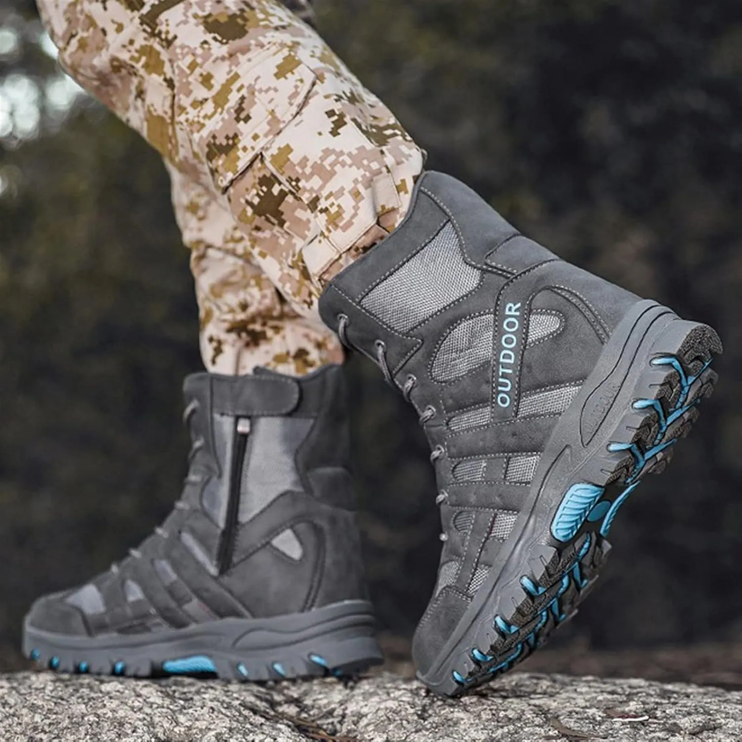 High Rise Hiking Boots, Outdoor Hiking Boots Men,High- top Tactical Combat Shose, Breathable and Durable Jungle Desert Tooling Footwear, for Camping,Hunting,Working,Walking