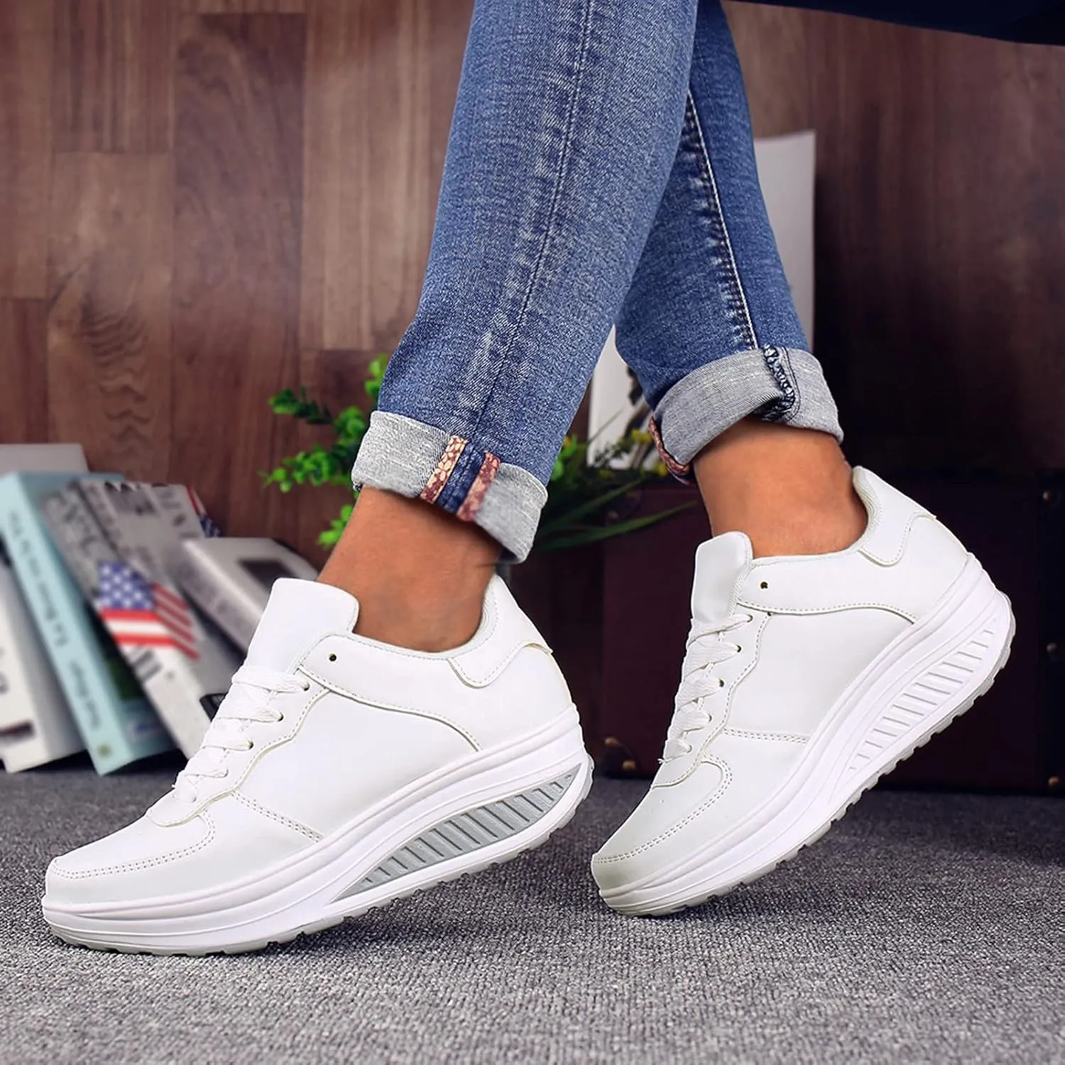 High Top Sneakers for Women Wide Width Walking Shoes for Women with Arch Support and Comfort Wide Nurses Tennis Shoes for Women Comfortable Non Slip All Black Womens Running Shoes Slip On Sneakers