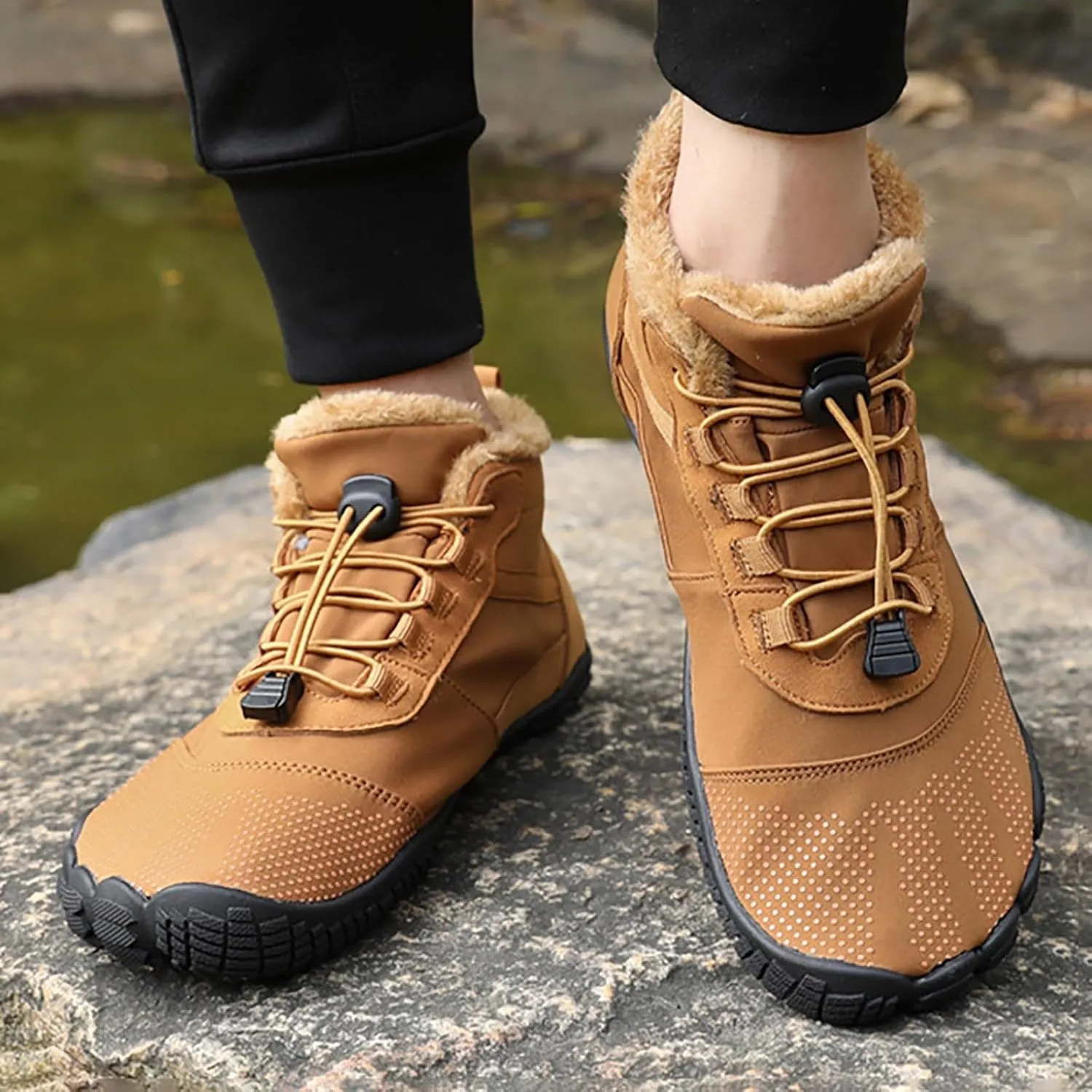 Hiking Boots Women Large Size Hiking Boots Non Slip Thick Sole Snow Boots Five Toe Outdoor Cotton Shoes