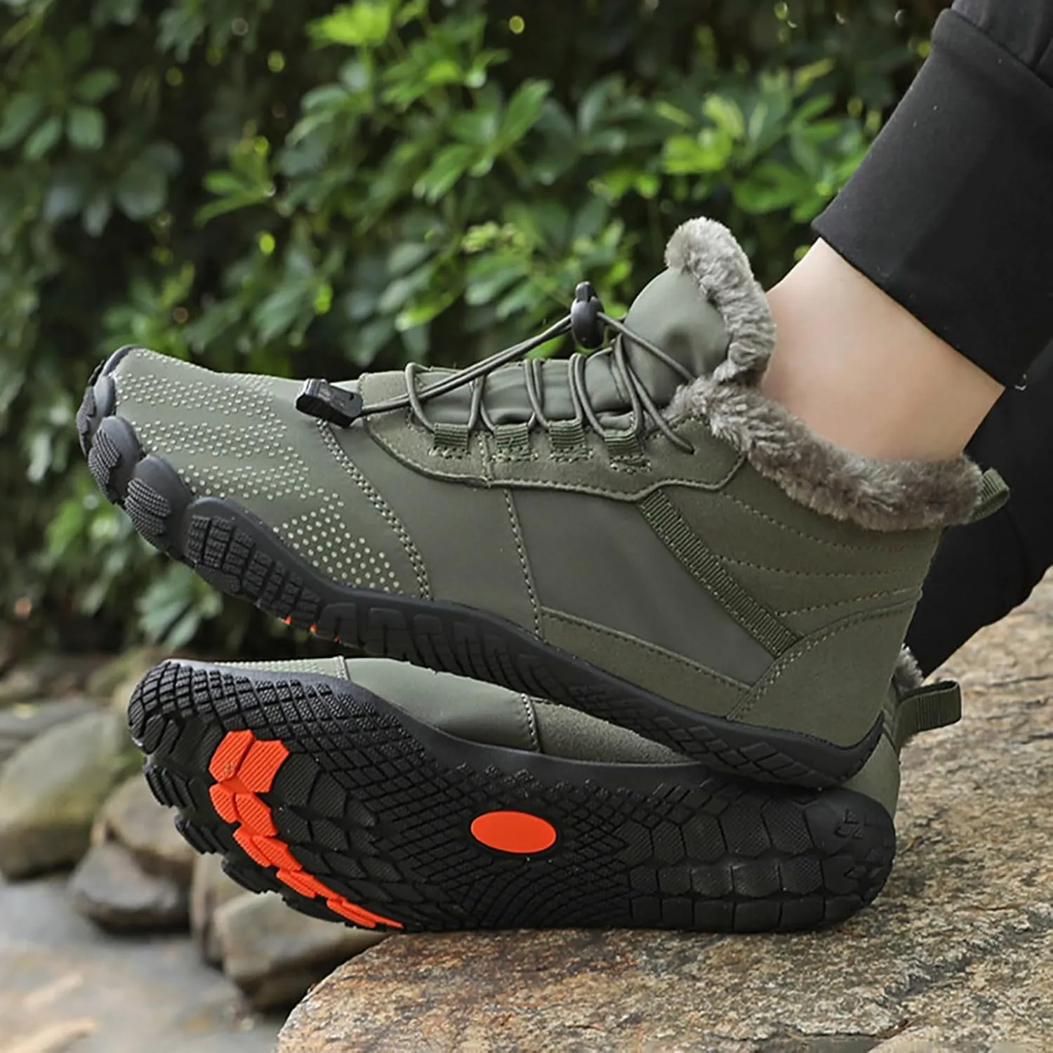 Hiking Boots Women Large Size Hiking Boots Non Slip Thick Sole Snow Boots Five Toe Outdoor Cotton Shoes