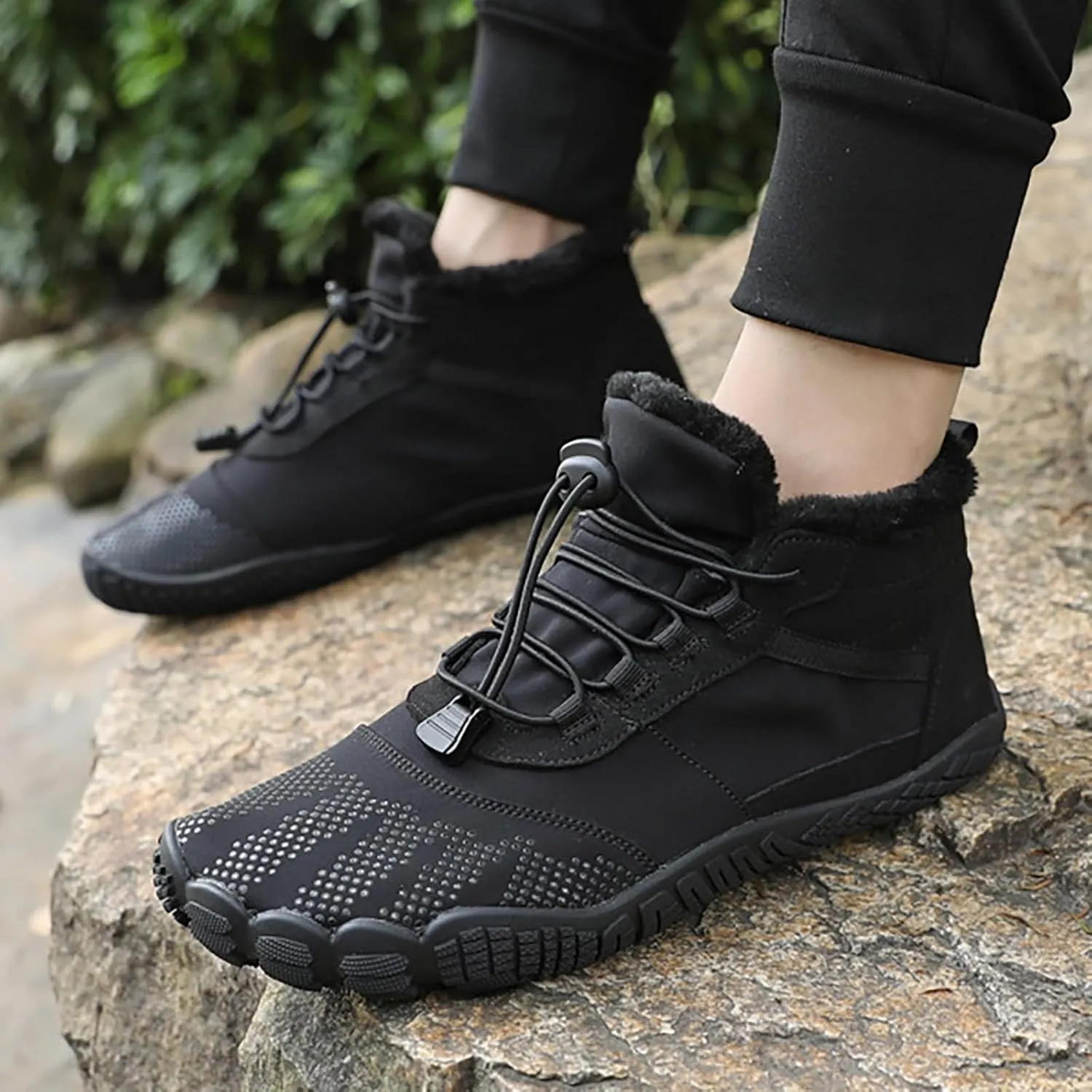 Hiking Boots Women Large Size Hiking Boots Non Slip Thick Sole Snow Boots Five Toe Outdoor Cotton Shoes