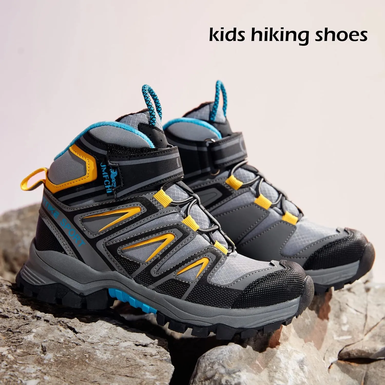 JMFCHI Kids Hiking Boots Boys Girls Outdoor Walking Climbing Sneaker Comfortable Non-slip Snow Shoes Hiker Boot Antiskid Steel Buckle Sole