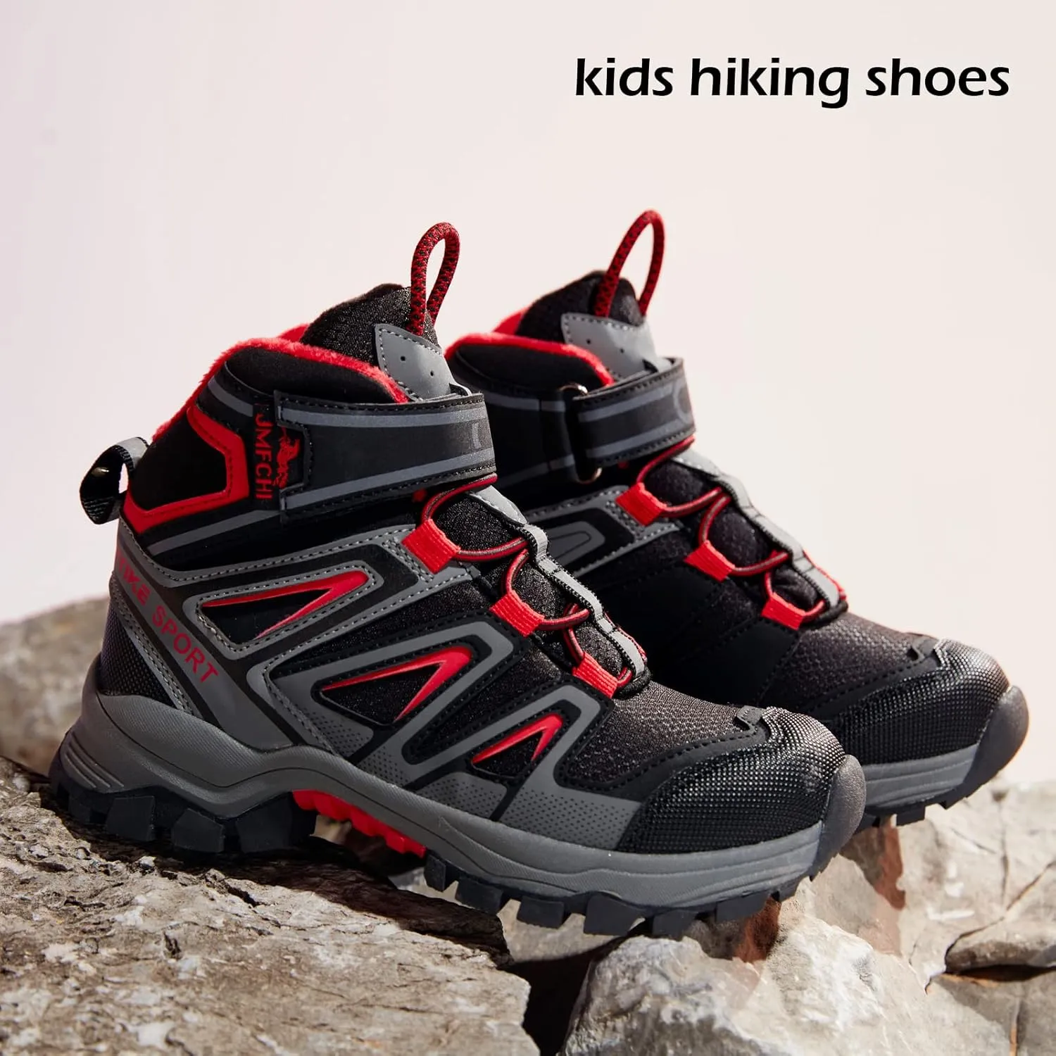JMFCHI Kids Hiking Boots Boys Girls Outdoor Walking Climbing Sneaker Comfortable Non-slip Snow Shoes Hiker Boot Antiskid Steel Buckle Sole