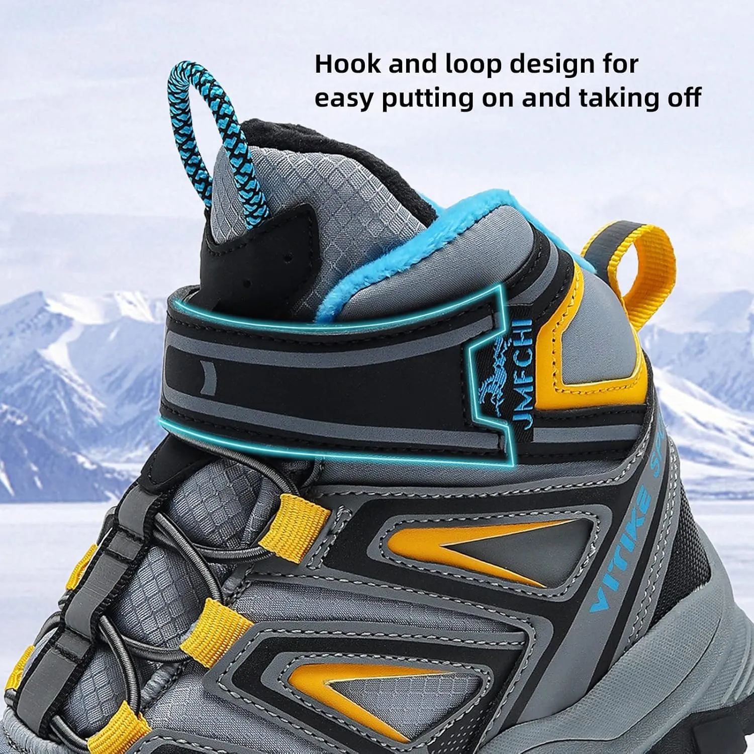 JMFCHI Kids Hiking Boots Boys Girls Outdoor Walking Climbing Sneaker Comfortable Non-slip Snow Shoes Hiker Boot Antiskid Steel Buckle Sole