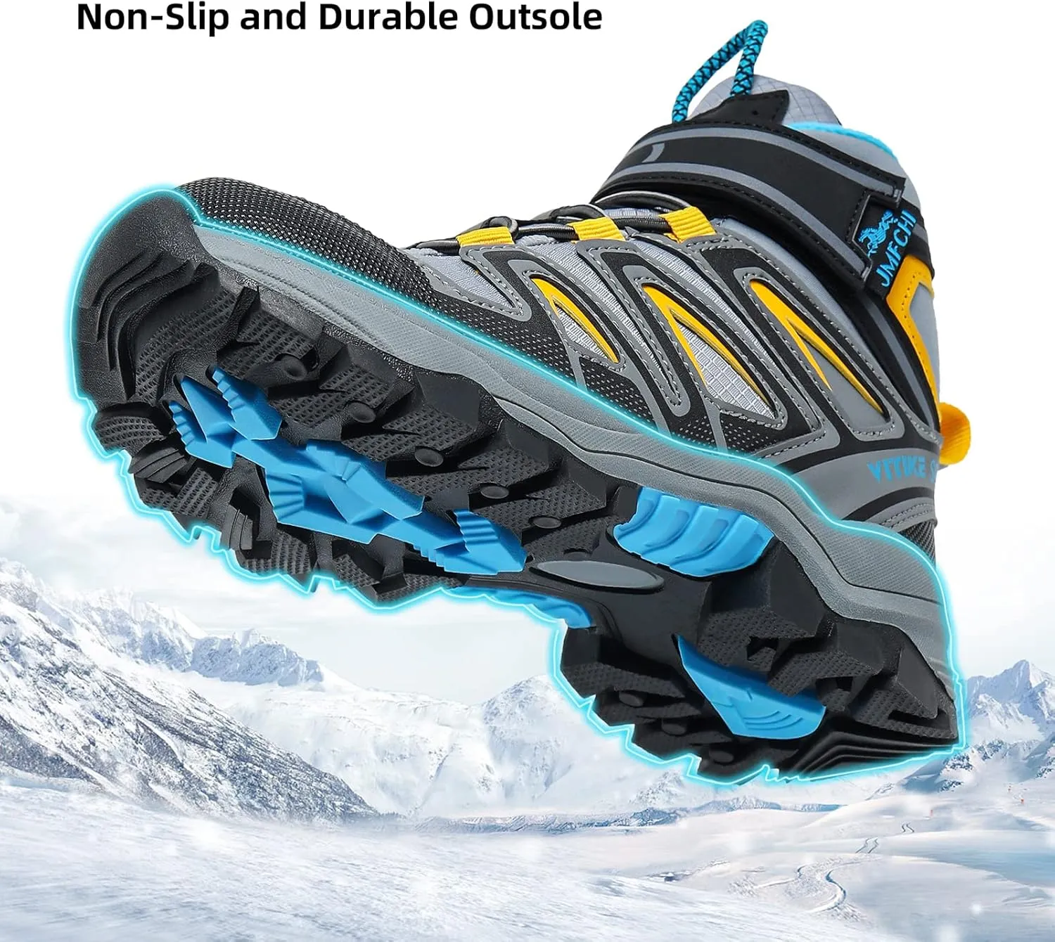 JMFCHI Kids Hiking Boots Boys Girls Outdoor Walking Climbing Sneaker Comfortable Non-slip Snow Shoes Hiker Boot Antiskid Steel Buckle Sole
