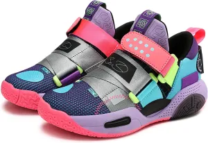 Kids Basketball Shoes Boys Girls Sneakers Durable Sports Shoes Hook-Loop Breathable Outdoor School Trainers for Little Kids Big Kids Youth