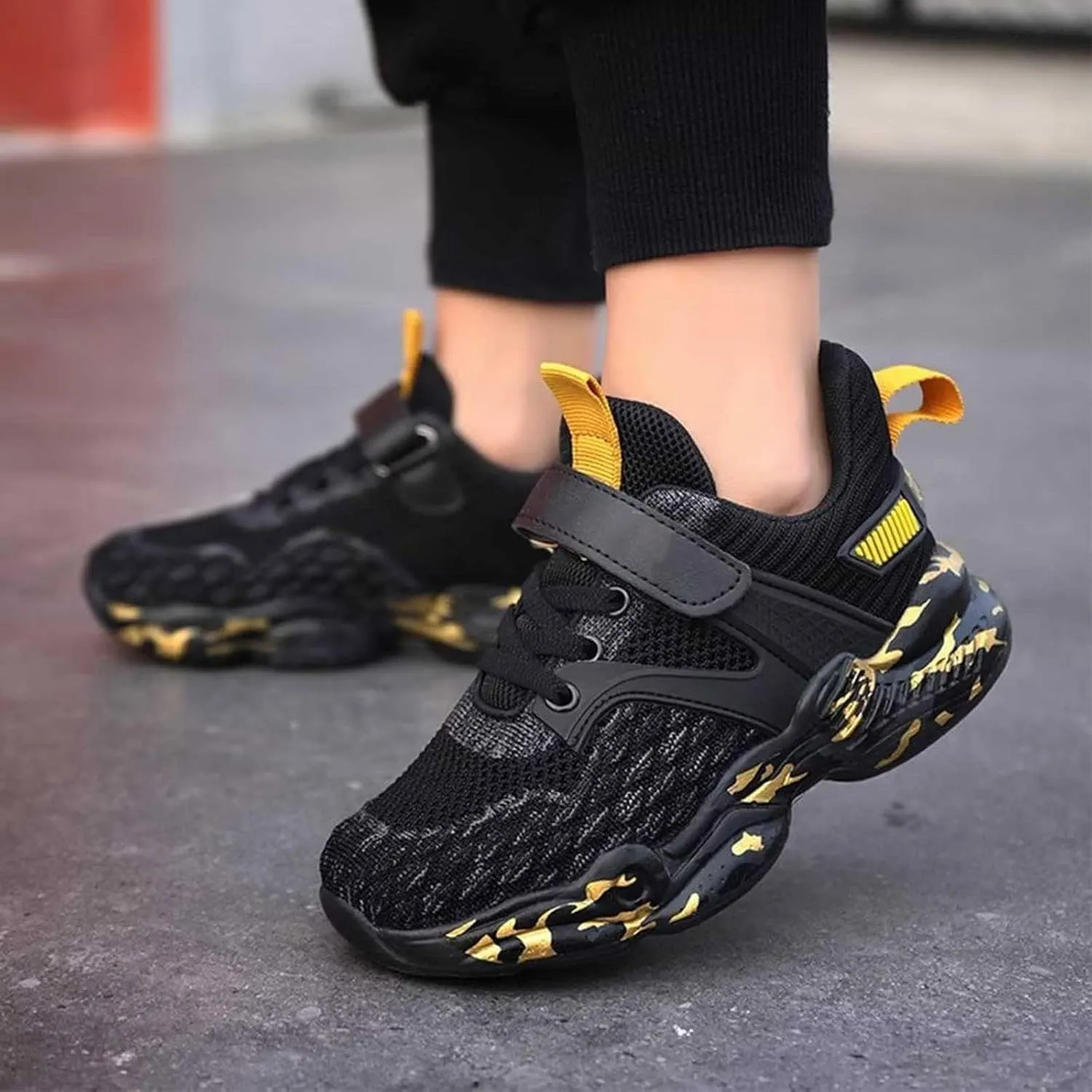 Kids Sneakers for Boys Girls Running Tennis Shoes Lightweight Breathable Athletic Lace-Up Walking Slip On Sneakers