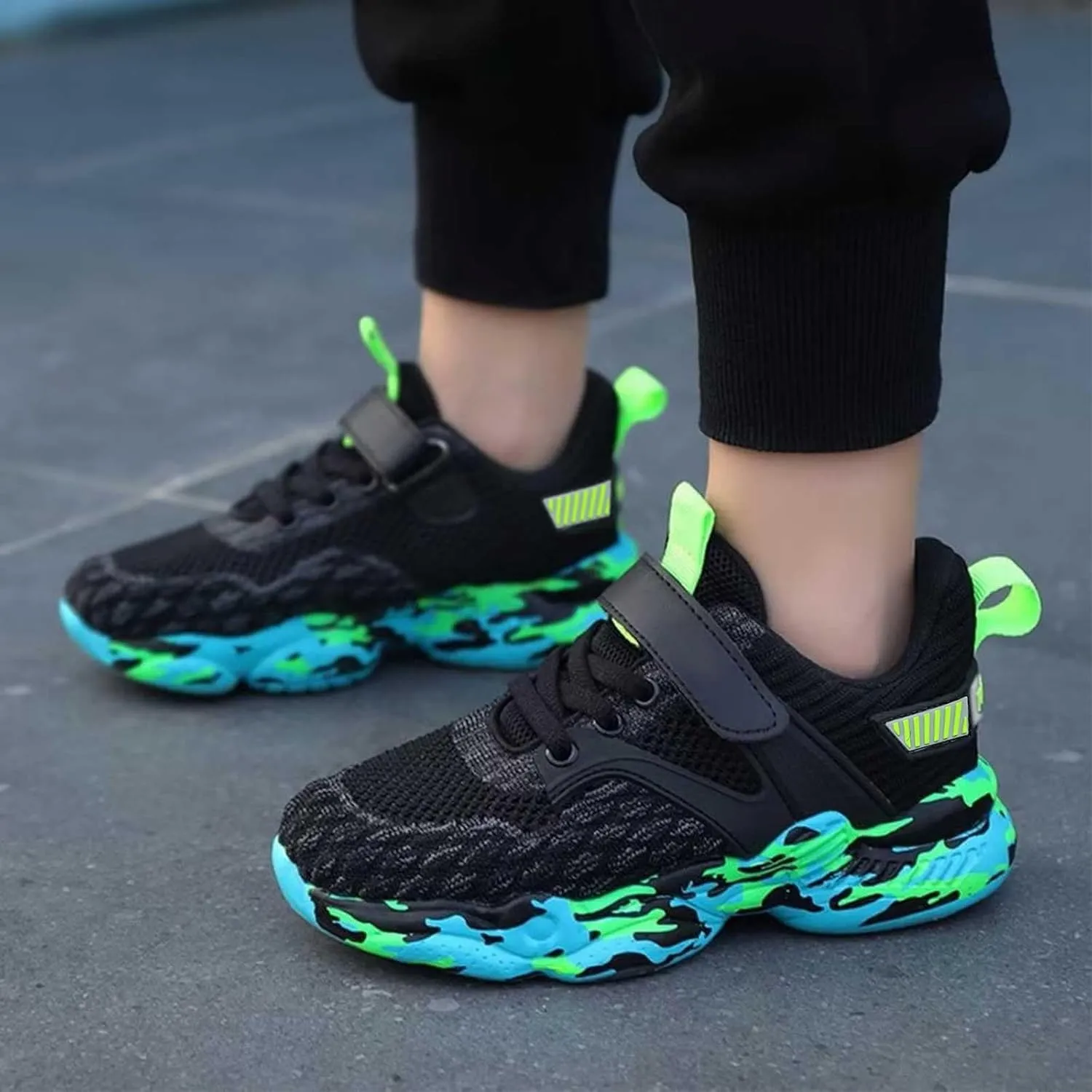 Kids Sneakers for Boys Girls Running Tennis Shoes Lightweight Breathable Athletic Lace-Up Walking Slip On Sneakers