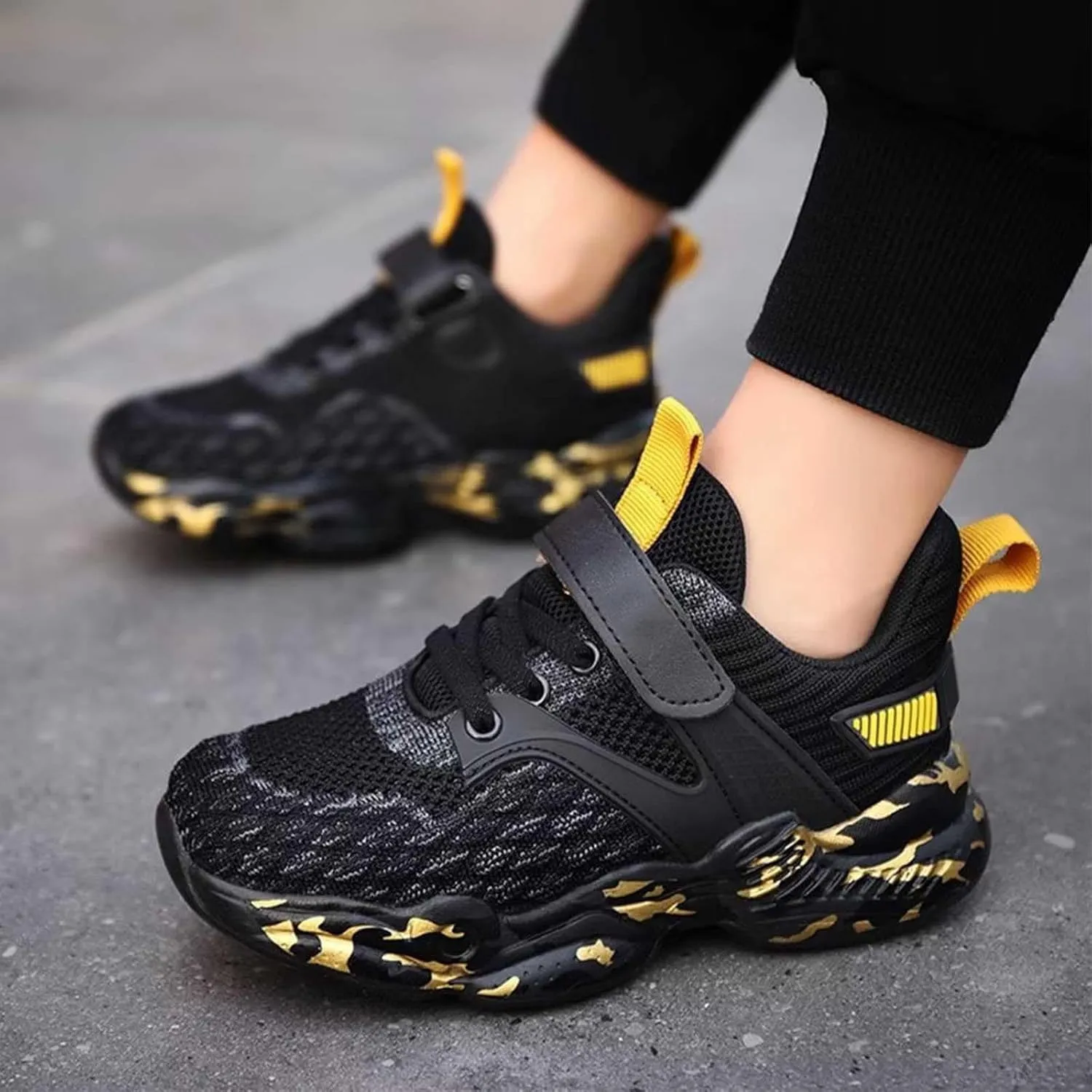 Kids Sneakers for Boys Girls Running Tennis Shoes Lightweight Breathable Athletic Lace-Up Walking Slip On Sneakers