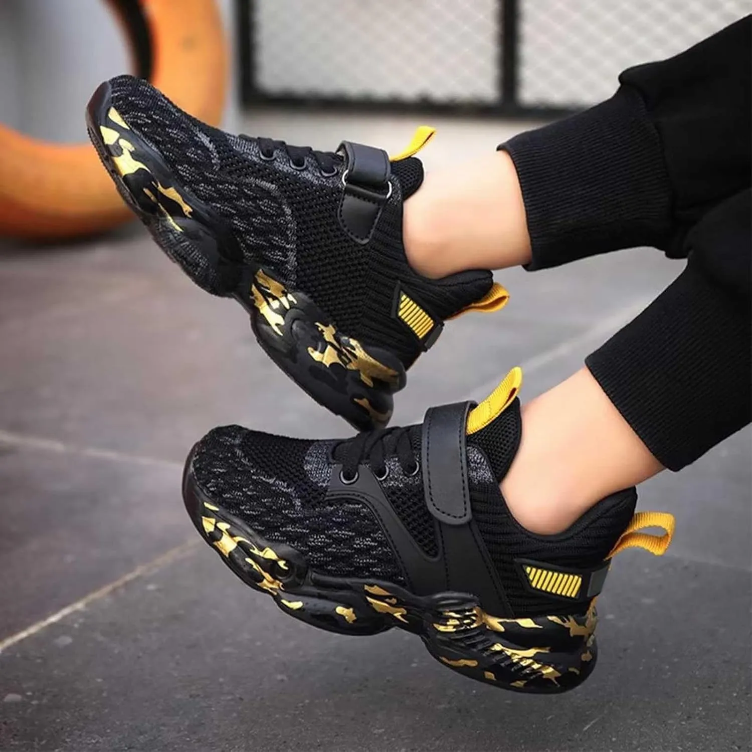 Kids Sneakers for Boys Girls Running Tennis Shoes Lightweight Breathable Athletic Lace-Up Walking Slip On Sneakers